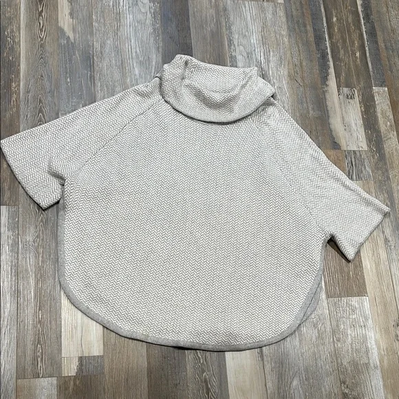 LOFT Sweaters Petite Gray And White Cowl Neck Sweater With